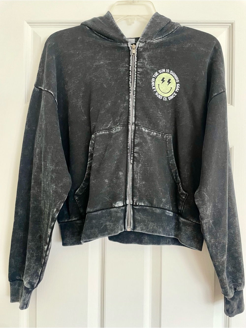 Hurley Sunshine Smiley Zip Up Hoodie Sweatshirt